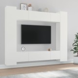 VidaXL Set dulap TV, 8 piese, alb, lemn prelucrat
