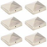 Capace stalpi de gard piramida 6 buc. 81x81 mm otel inoxidabil GartenMobel Dekor, vidaXL