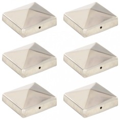 vidaXL Capace st&acirc;lpi de gard piramidă 6 buc. 81x81 mm oțel inoxidabil