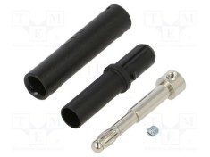 Conector banană 4mm mufă 32A 1kV ST&Auml;UBLI negru cu izolație 2,5mm&sup2;