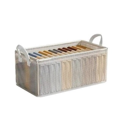 Cutie de Depozitare Tip Cos, Flippy, Material Textil Transparent, Pliabila, 47x28x20 cm, 35 l, Cadru Metalic, cu Manere, Alb foto