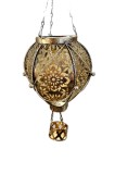 Lampă solară de grădină cu țăruș, &icirc;n formă de balon cu aer cald, cu aspect de bronz antic