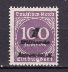 ✅ (S43) Germania Reich 1923 &quot; Supratipar inflatie - cifra in cerc &quot; serie Michel 331 , MH
