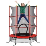 HOMCOM Trambulină pentru Copii 3-10 Ani cu Plasă de Siguranță, Suprafață Elastică cu Țevi Căptușite, &Oslash;163x190 cm, Roșu | Aosom Romania