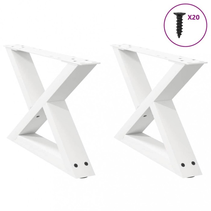 vidaXL Picioare pentru măsuță de cafea, 2 buc., alb, 50x(30-31,3) cm, oțel 4012685