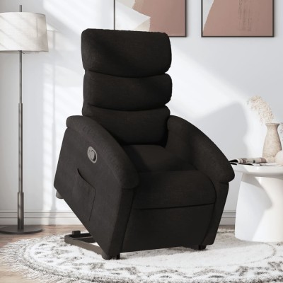 vidaXL Fotoliu rabatabil cu ridicare pe verticală, negru, textil 3203980 foto