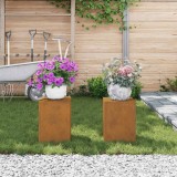 Suporturi plante pilon exterior 2 buc. 24x24x35 cm oțel corten
