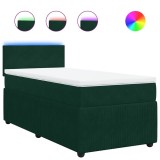 Cumpara ieftin Pat continental cu saltea, verde inchis, 80x200 cm, catifea