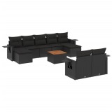 Cumpara ieftin Set canapele de gradina cu perne, 10 piese, negru, poliratan