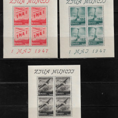 ROMANIA 1947 - 1 MAI, ZIUA MUNCII, BLOCURI, MNH - LP 218a