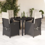 vidaXL Set mobilier de grădină cu perne, 5 piese, negru, poliratan 3212196