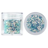 Hexagoane &icirc;n pulbere de sclipici, 1mm - albastru, 10g
