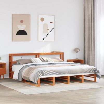 vidaXL Cadru de pat fără saltea, maro ceruit 200x200 cm lemn masiv pin 3306509 foto