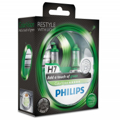 Bec Philips H7 12V 55W Colorvision Verde +60% Set 2 Buc 12972CVPGS2