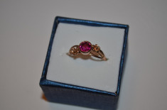 INEL AUR roz 14K (583) - Rusia + Rubin = 1ct - Model Solitaire - 2.4g. ! foto