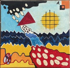 Tablou / lucrare / pictură Ileana (Ruxandra) Nițulescu, ulei pe p&acirc;nză, 30 x 3o cm, arta romaneasca, pictor roman profesionis, expresiv