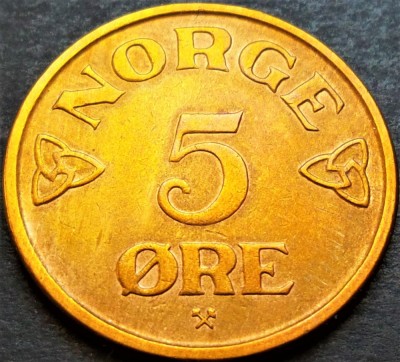 Moneda istorica 5 ORE - NORVEGIA, anul 1955 * cod 831 A = excelenta foto