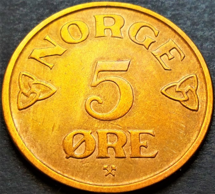 Moneda istorica 5 ORE - NORVEGIA, anul 1955 * cod 831 A = excelenta