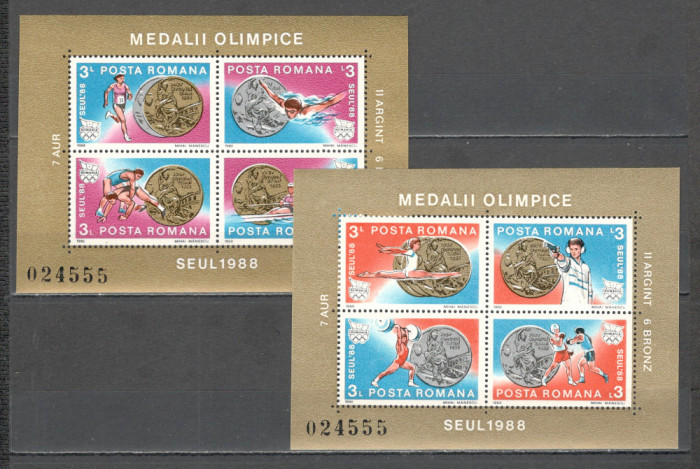 Romania.1988 Medalii olimpice SEUL-Bl. ZR.830