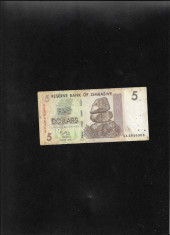 Zimbabwe 5 dollars 2007 seria3046363 foto