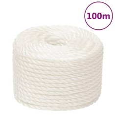 Fr&acirc;nghie de lucru, alb, 24 mm, 100 m, polipropilenă