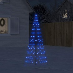 vidaXL Lumină brad de Crăciun pe catarg 200 LED-uri albastru 180 cm foto
