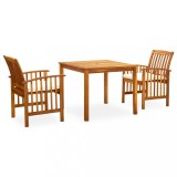 Gossi set mobilier de gradina cu perne, 3 piese, lemn masiv acacia