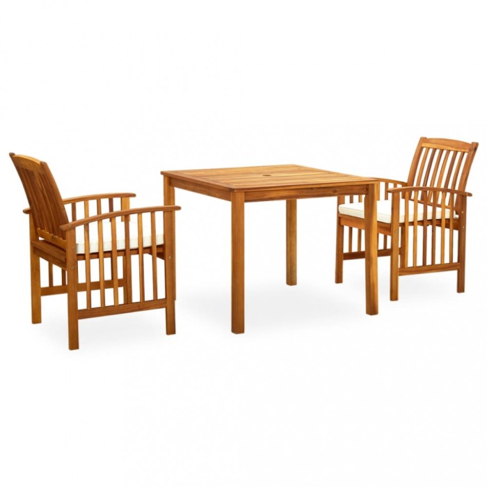 Gossi set mobilier de gradina cu perne, 3 piese, lemn masiv acacia