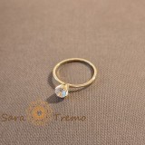 Cumpara ieftin Inel placat cu aur, model fin cu cristal zirconia alb , stil clasic de logodna