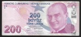 TURCIA 200 LIRE 2017 ( 2009 ) prefix C [2] P- 227c , Guvernator : Murat Cetinkaya , Viceguvernator : Erkan Kilimci