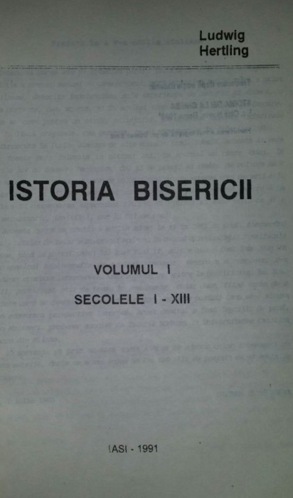 Ludwig Hertling Istoria Bisericii vol. 1 Sec. I-XIII trad. din italiana