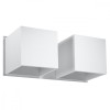Lampă De Perete Quad Alb Aluminiu 2 Becuri Pătrate Moderne De Interior