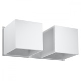 Lampă De Perete Quad Alb Aluminiu 2 Becuri Pătrate Moderne De Interior