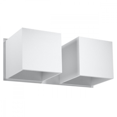 Lampă De Perete Quad Alb Aluminiu 2 Becuri Pătrate Moderne De Interior foto
