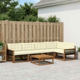 vidaXL Set de canapele de exterior cu pernă 6 pcs Natural și Crem 3381438
