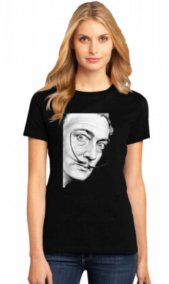 Tricou dama negru - Dali - Portret - M foto
