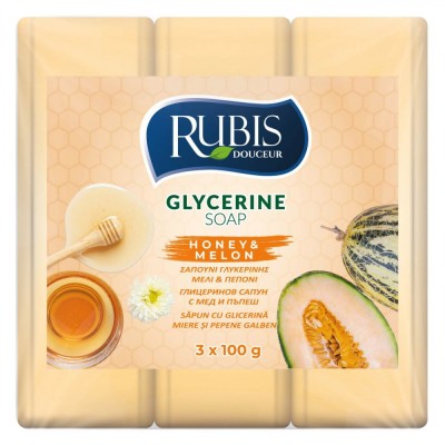 Săpun Solid Rubis Douceur, Glicerină, Miere și Pepene Galben, 100g, Set 3 Bucăți foto