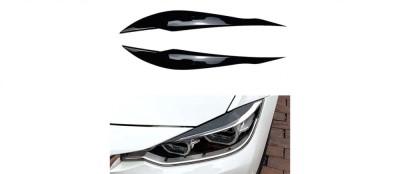 Set 2 Pleoape Faruri Ornamente BMW Seria 3 F30 F31 F32 F33 F36 2011-2018, Negru Lucios foto