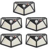 BZRSH Set 5 Lampi Solare 100 LED - Senzor PIR, Crepuscular, 3 Moduri, IP67, Unghi 120