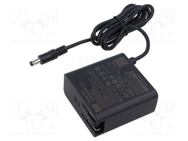 Alimentator MEAN WELL 12V 3,75A 45W pulsatoriu plug-in pentru aplicații medicale
