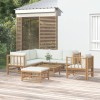 VidaXL Set mobilier de grădină, cu perne alb crem, 8 piese, bambus 3155190