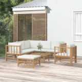 Gossi set mobilier de gradina, cu perne alb crem, 8 piese, bambus