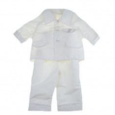 Costum de botez 2 piese pentru baieti Mini Junior CEB-58-0-3-luni, Alb foto