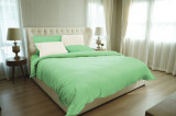 Lenjerie de pat, 2 persoane, 100% Bambus, 6 piese, 200x220 cm, Verde/Ivory, Green Future