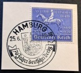 Germania (Deutsches Reich 1939) "70 Jahre Deutsches Derby Hamburg 1869&ndash;1939" ( 25+50Pf Albastru, Ștampilă Specială Hamburg) CLK1
