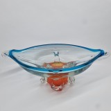 Fructiera sticla masiva romaneasca (rara) grea, veche, vintage - 29 cm