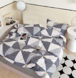 Cumpara ieftin Lenjerie Pat Bumbac Gri, 4 Piese, Fara Elastic. Set Pilota + Cearceaf + 2 Fete Perna