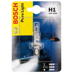 Bec auto cu halogen pentru far Bosch H1 Pure Light, 12V, 55W, 1 Bec foto