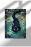 Imprimeu pe p&acirc;nză cu pisică neagră &ndash; Operă digitală pe h&acirc;rtie ne&icirc;nrămată - Pisica neagră 50 | A4 (21 x 29.7 cm)