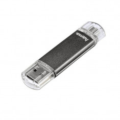 Memorie USB Hama Laeta Twin 64GB USB 2.0 Grey foto